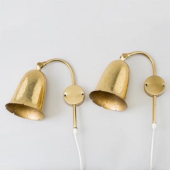 two brass wall lights from Boréns AB, second half of the 20th century.