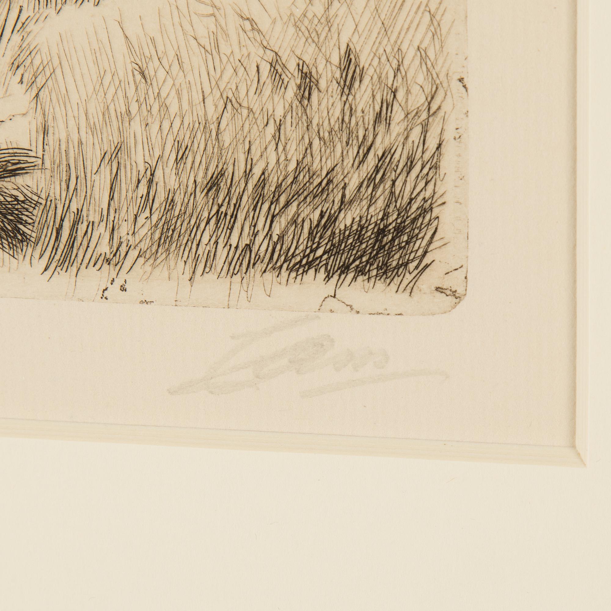 ANDERS ZORN, etsning, signerad med blyerts samt signerad och daterad i plåten 1916.