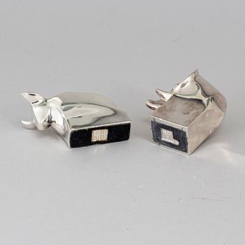 Two electro plated zinc figurines from Dansk Designs, Japan.