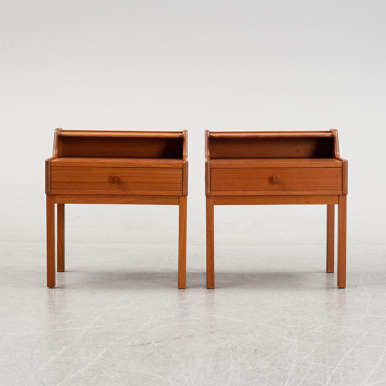 A pair of teak bed side tables, 1960's.