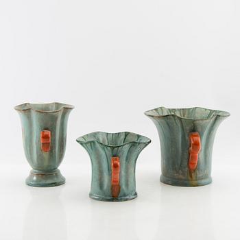 Andersson & Johansson vases 3 pcs Höganäs first half/mid 1900s.