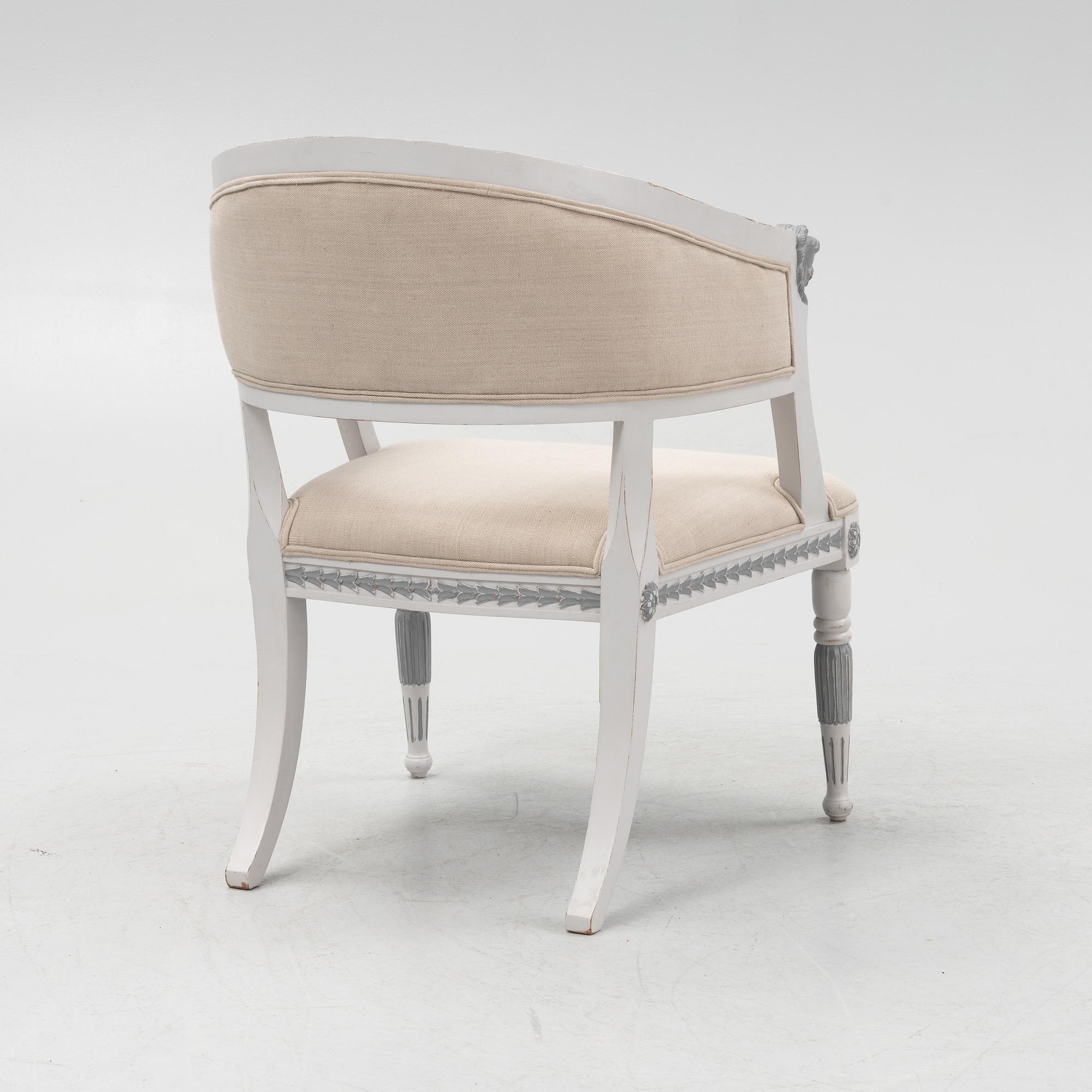 A late Gustavian style armchair, contemporary.