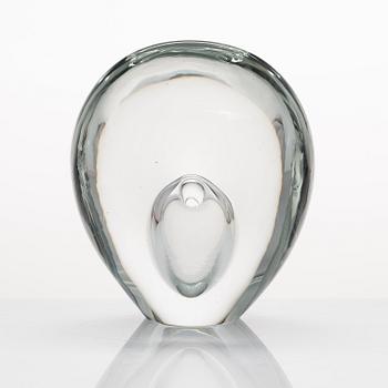 Timo Sarpaneva, glasskulptur 3567, "Sittande fågel", signerad Timo Sarpaneva Iittala.