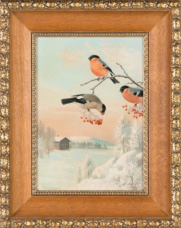 Matti Karppanen, Bullfinches on a branch.