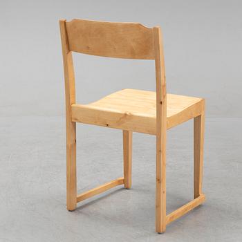 A set of five stackable birch chairs, mid 20th Century.