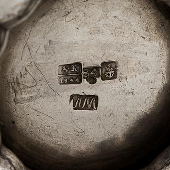A silver sugar bowl, Moscow 1844. Unidentified maker's mark.
