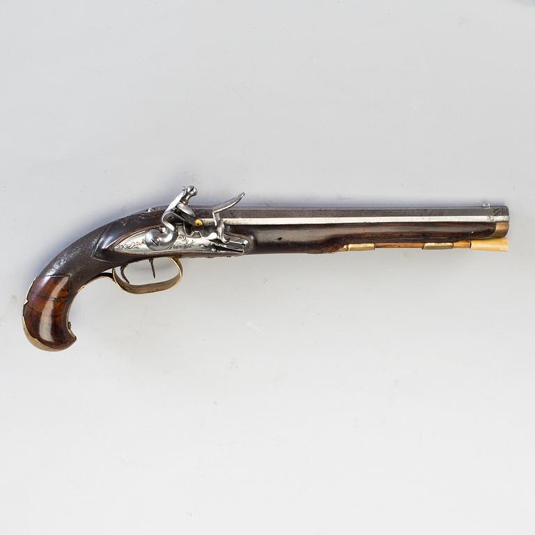 FLINTLÅSPISTOL, av Franz Poltz a Karlsbad 1800-talets början.
