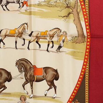 HERMÈS, a 'Presentation des Chevaux' silk scarf.