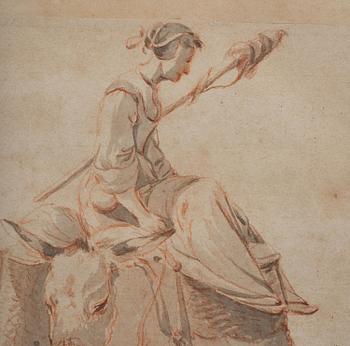 Nicolaes Berchem, Translation: "Woman on a donkey".
