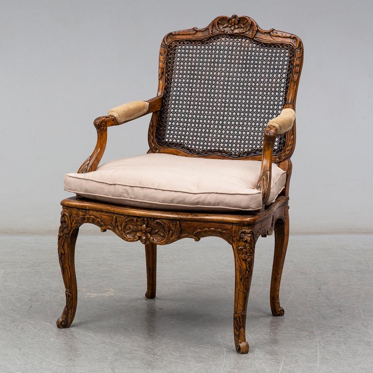 A French 18th century Régence armchair.