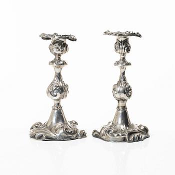 A pair of Swedish silver candlesticks, mark of Otto Lindeberg, Stockholm 1873.