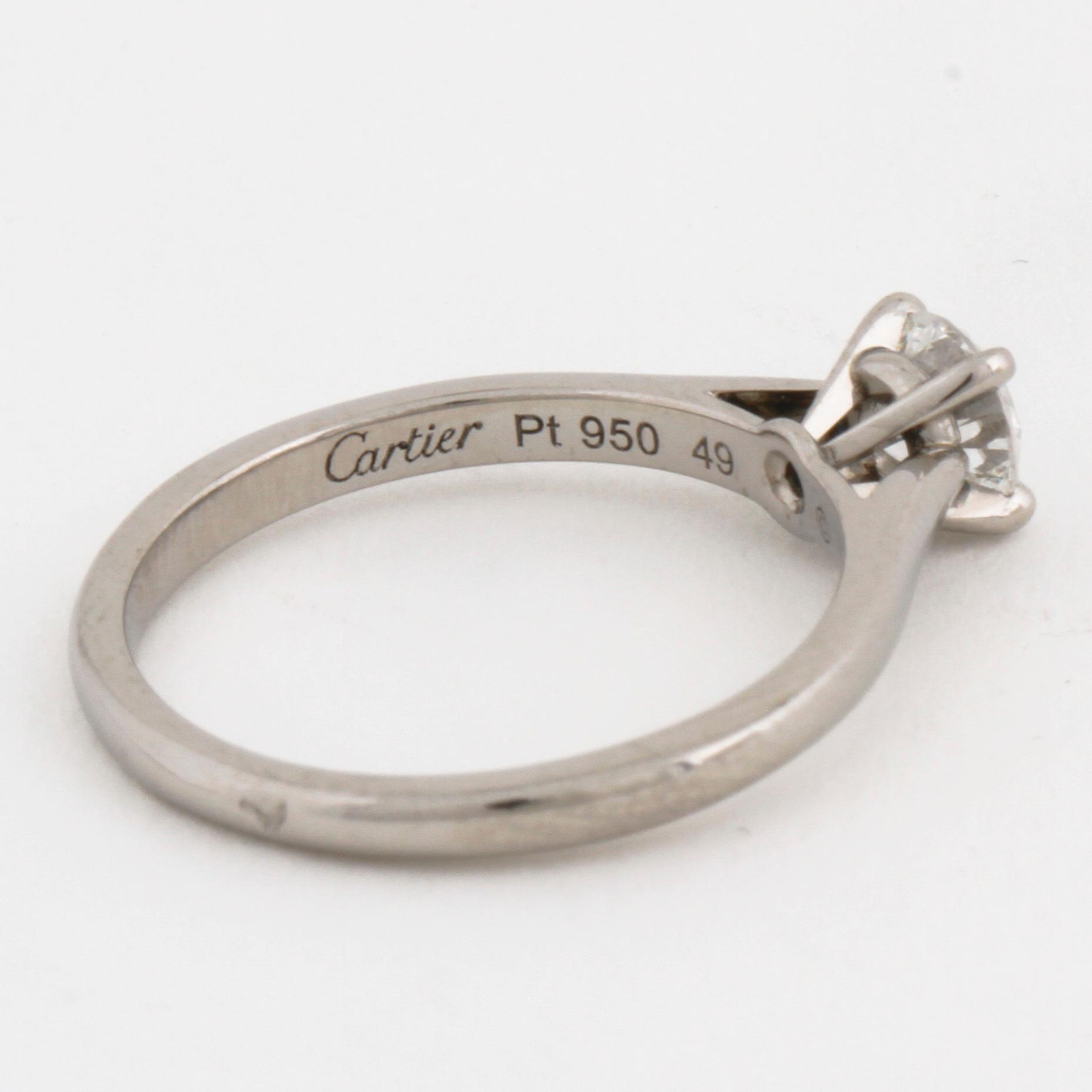A brilliant cut diamond ring by Cartier.