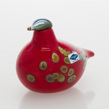 Oiva Toikka, lasilintu, "Tulitintti", signeerattu O. Toikka Nuutajärvi.