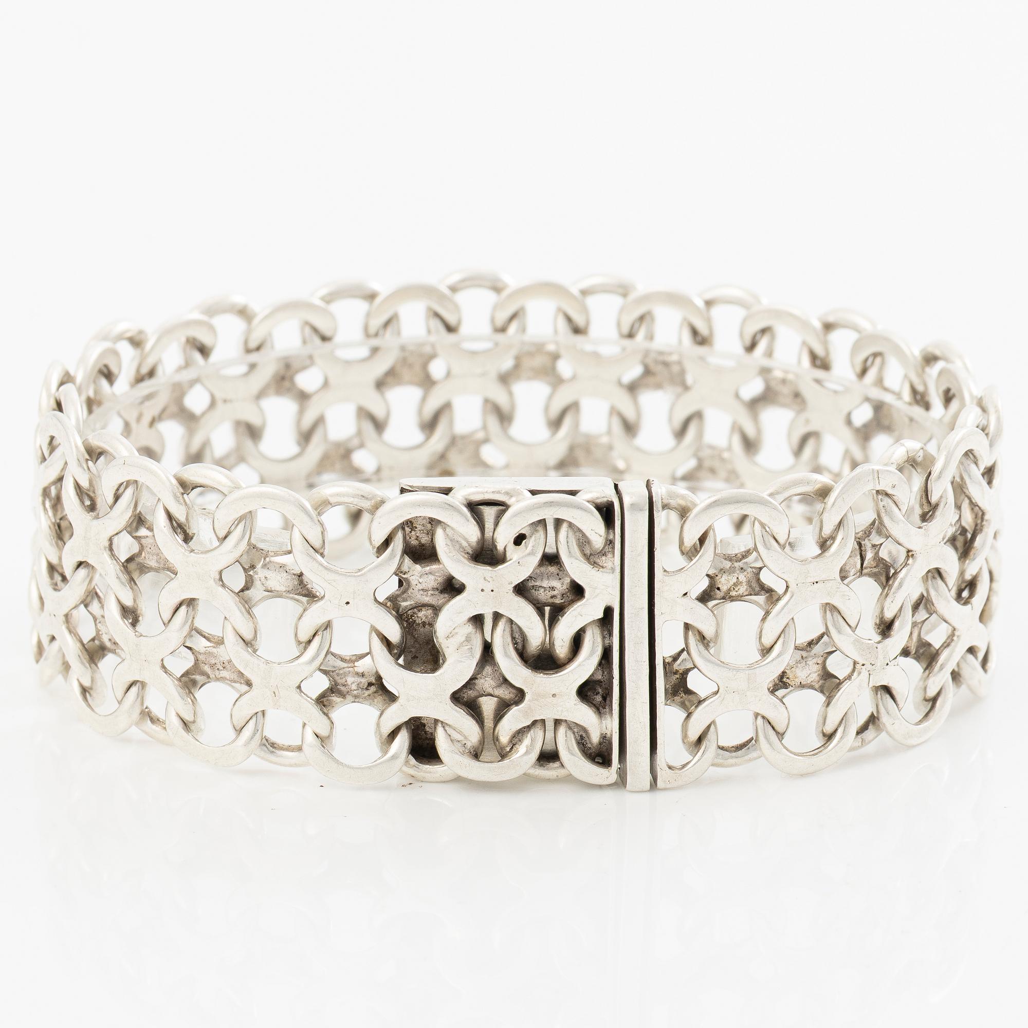Armband, silver, x-länk.