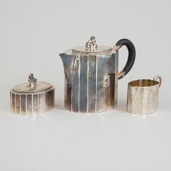 Three pieces silver coffee set from Karl Anderson, Stockholm, 1940-41.