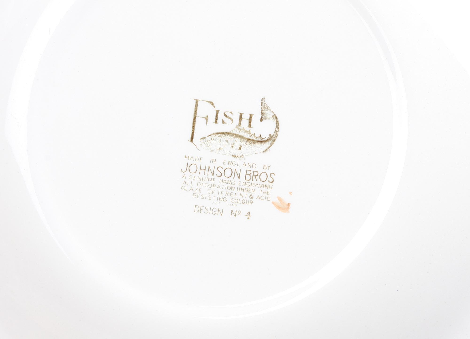 FISKSERVIS, 12 delar, flintgods, Johnson Bros, England.