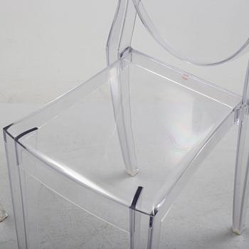 Three 'Victoria Ghost' plastic chairs, Philippe Starck for Kartell.