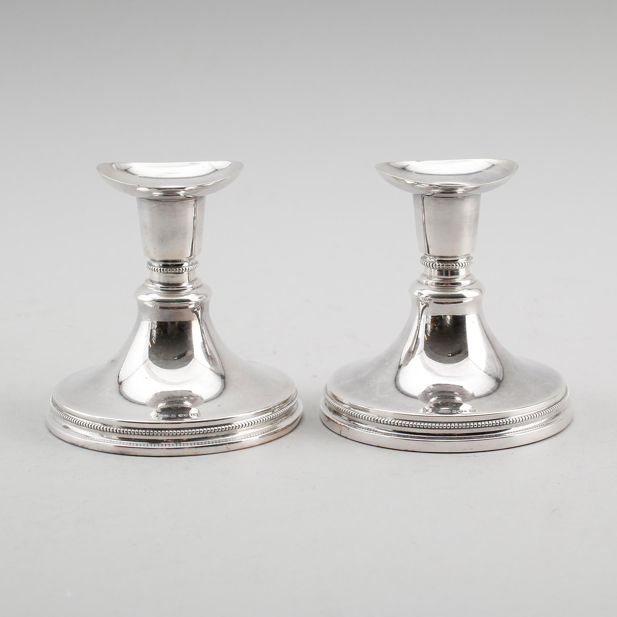 LJUSSTAKAR, 1 par, silver, MGAB, Uppsala 1960-tal.