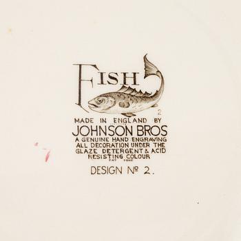 Fish service, 7 pieces, earthenware, "Fish", Johnson Bros, England.