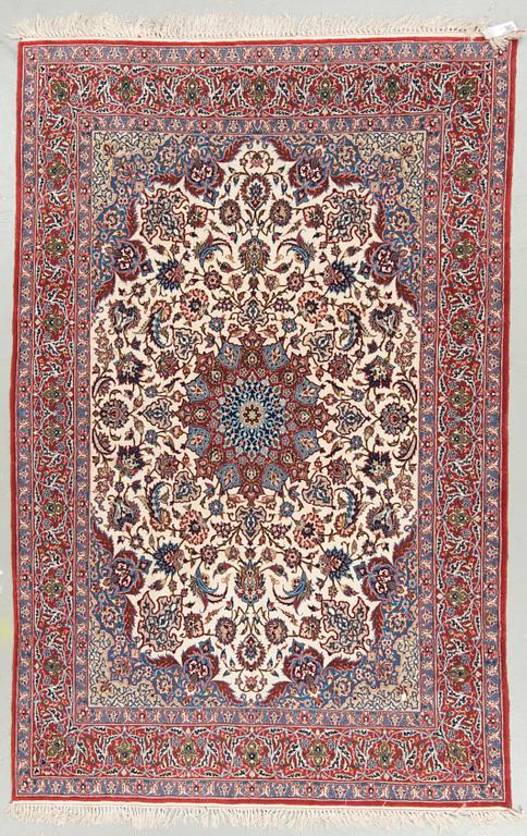 An old Esfahan carpet, around 222 x 144 cm.