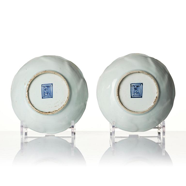 A set of 12 blue and white 'three friends of winter' dishes, Tianqi/Chongzhen, mid 17th century.