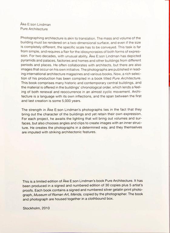 Åke E:son Lindman, book and photo signed and numbered 10/30.