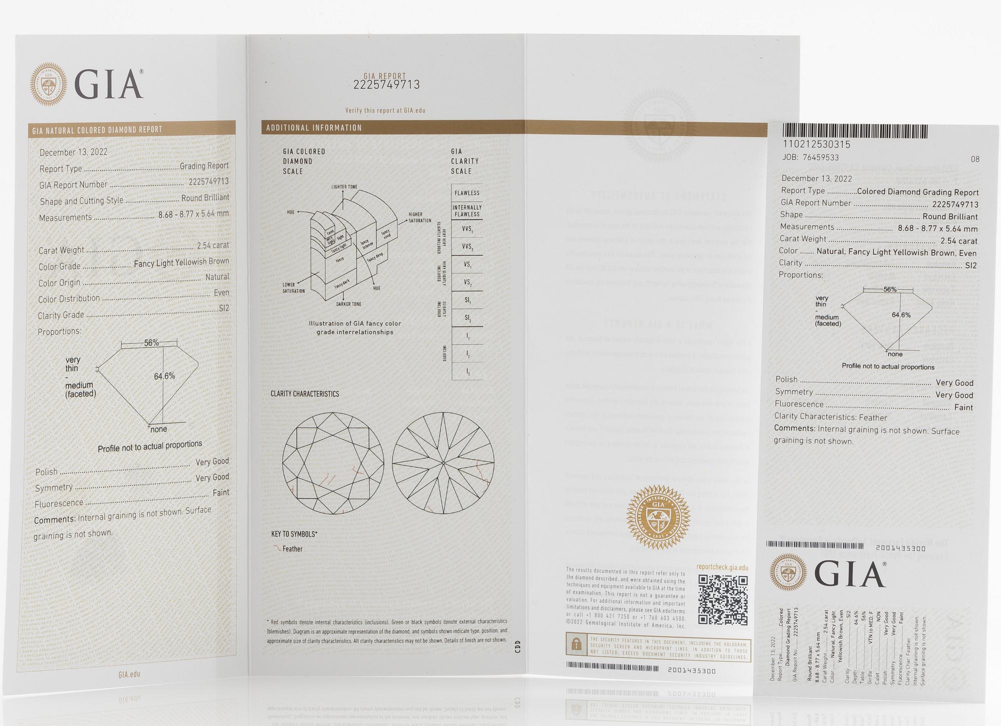 Ring 18K vitguld med briljantslipad diamant 2.54 ct. Medföljande GIA report.