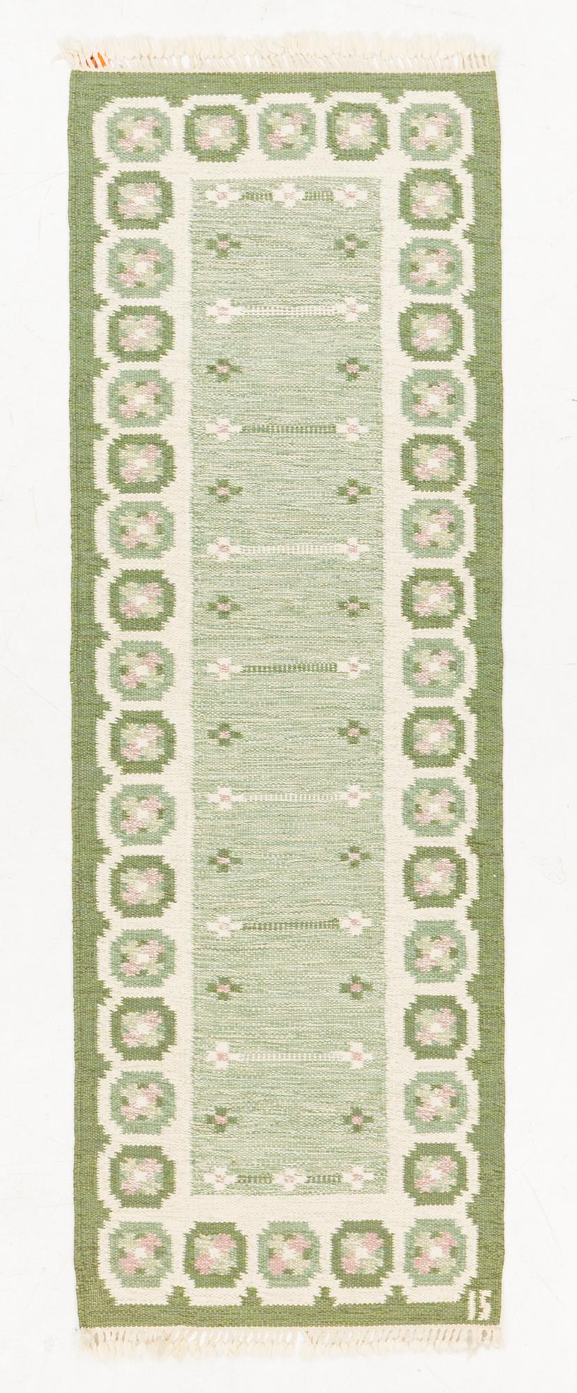 Ingegerd Silow, gallerimatta, rölakan, signerad IS, ca 245 x 80 cm.