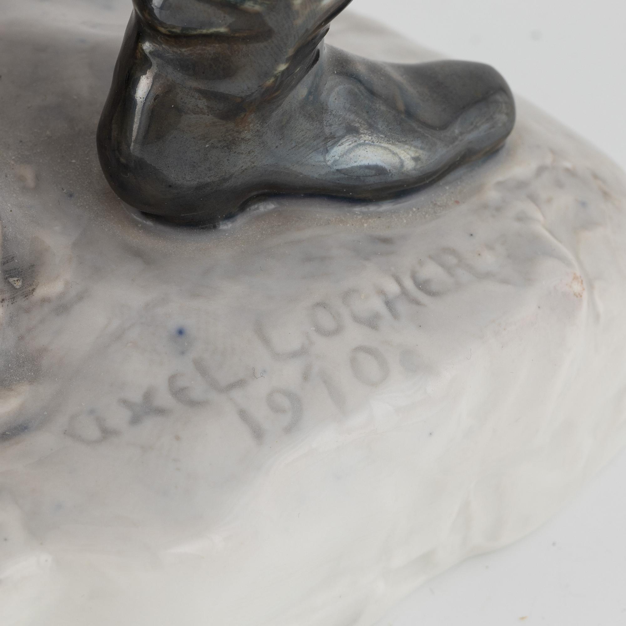 Axel Locher, a model 1731 porcelain, figurine, Bing & Grøndahl, Denmark, 1915-1947.
