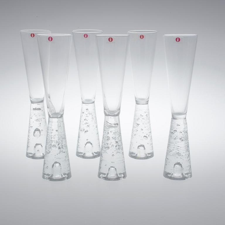 CHAMPAGNEGLAS, 6 stycken, "Arkipelago", Timo Sarpaneva, Iittala, 1980-93.