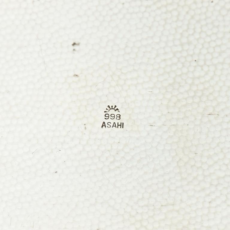 A Japanese five-piece silver garniture, Asahi, early 20th century.