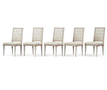 79. A set of five Gustavian chairs J. Lindgren (master in Stockholm 1770-1800).