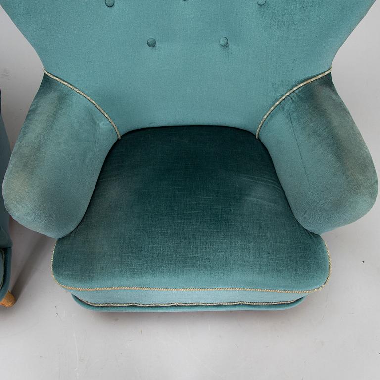 Ilmari Lappalainen, a pair of mid-20th-century 'Laila' armchairs for Asko, Finland.