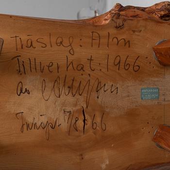 A 'Naturbord' elm coffee table, C. A. Beijbom, Simlingegården. 1966.