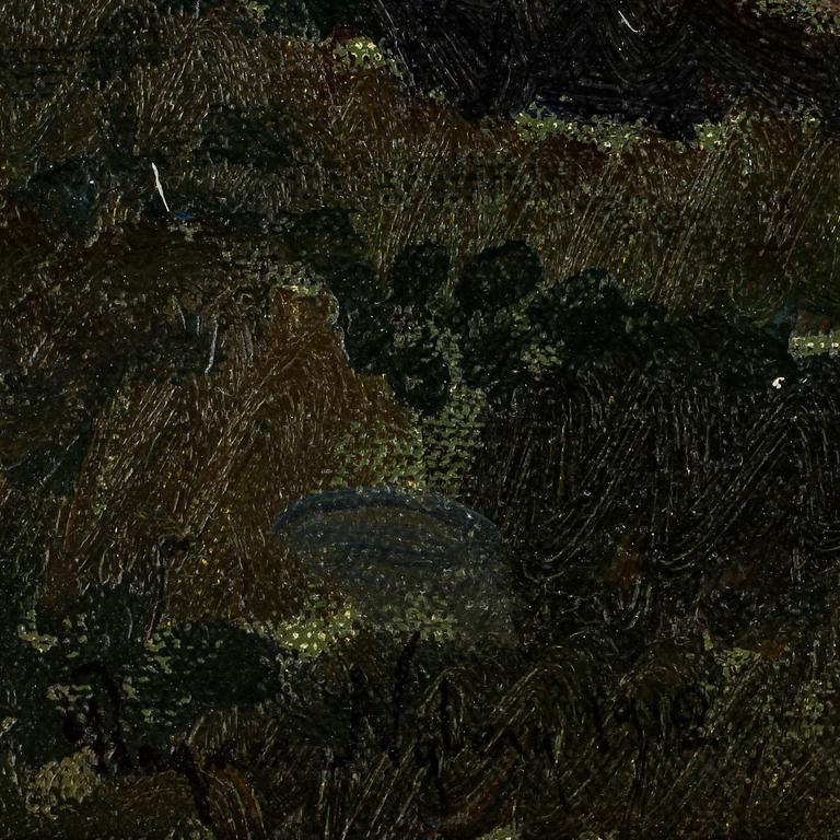 RAGNAR NYBERG, olja på pannå, signerad  o daterad 1912.