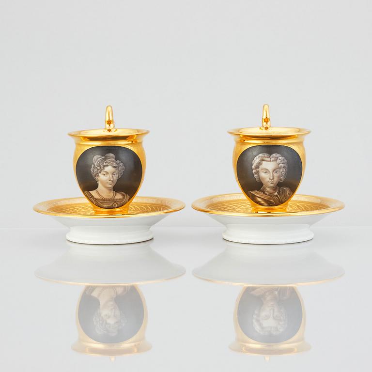 A Russian Empire coffee service, presumably by the Yusupov porcelain manufactory.