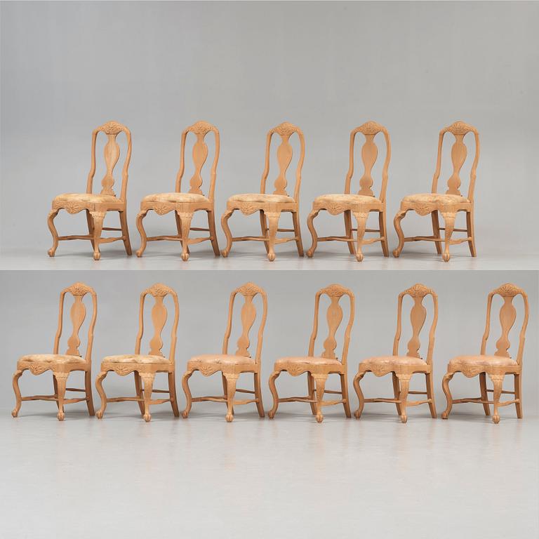 A set of elevenSwedish Rococo 18th Century chairs.