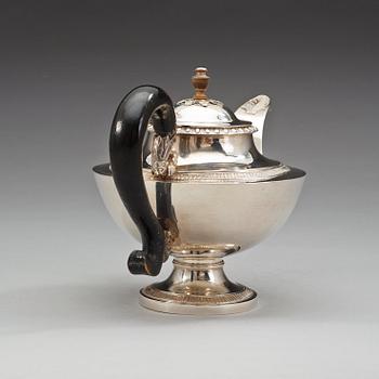 A Swedish 19th century silver tea-pot, marks of Gustaf Möllenborg, Stockholm 1828.
