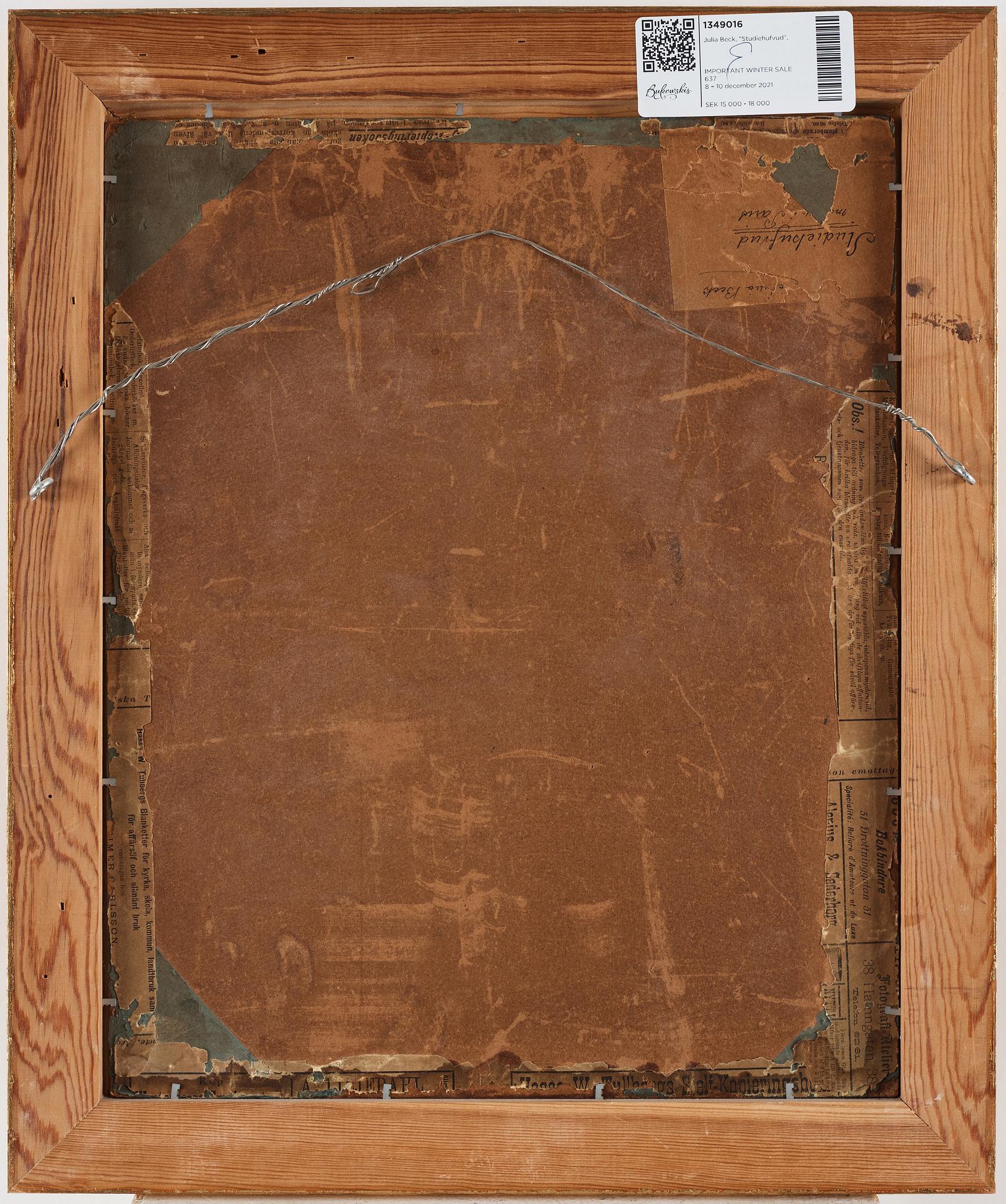 Julia Beck, "Studiehufvud".