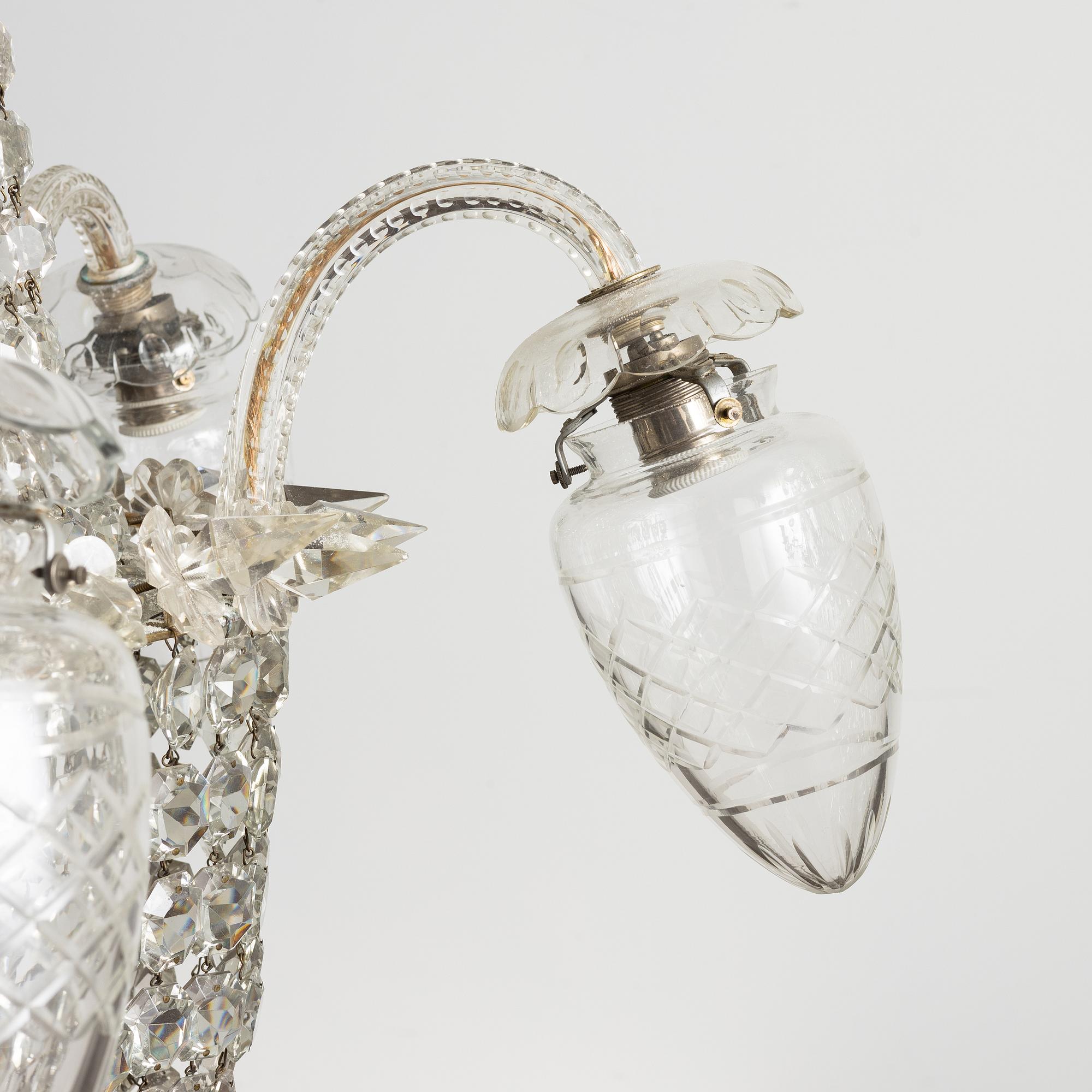 A cut-glass chandelier, first part 20th century.