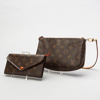 LOUIS VUITTON, pouch and a wallet.