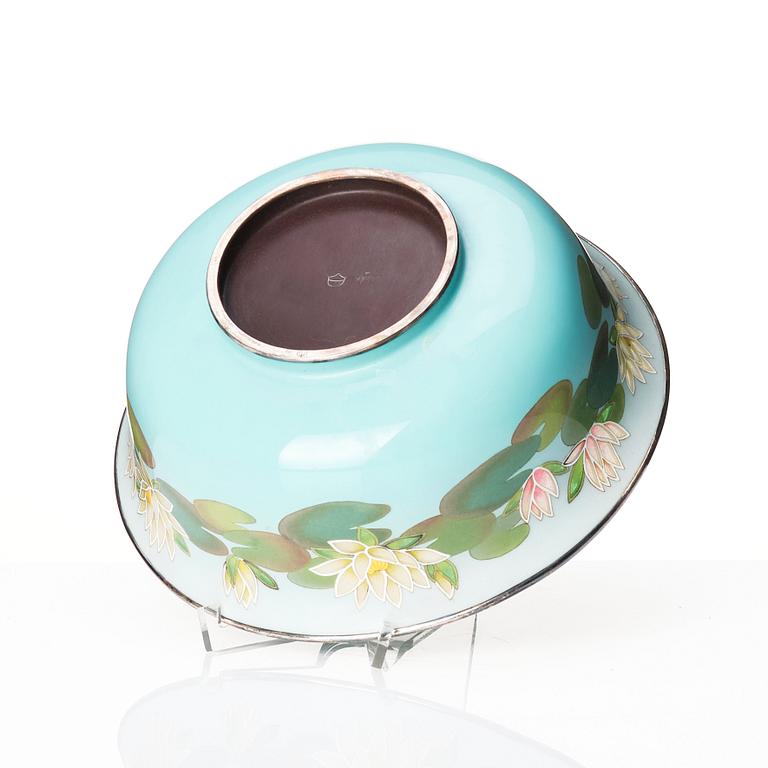 Skål, cloisonné och silver. Japan, 1900-tal.