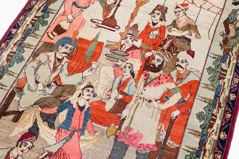 Carpet, Figural Keshan, approx. 200 x 130 cm.