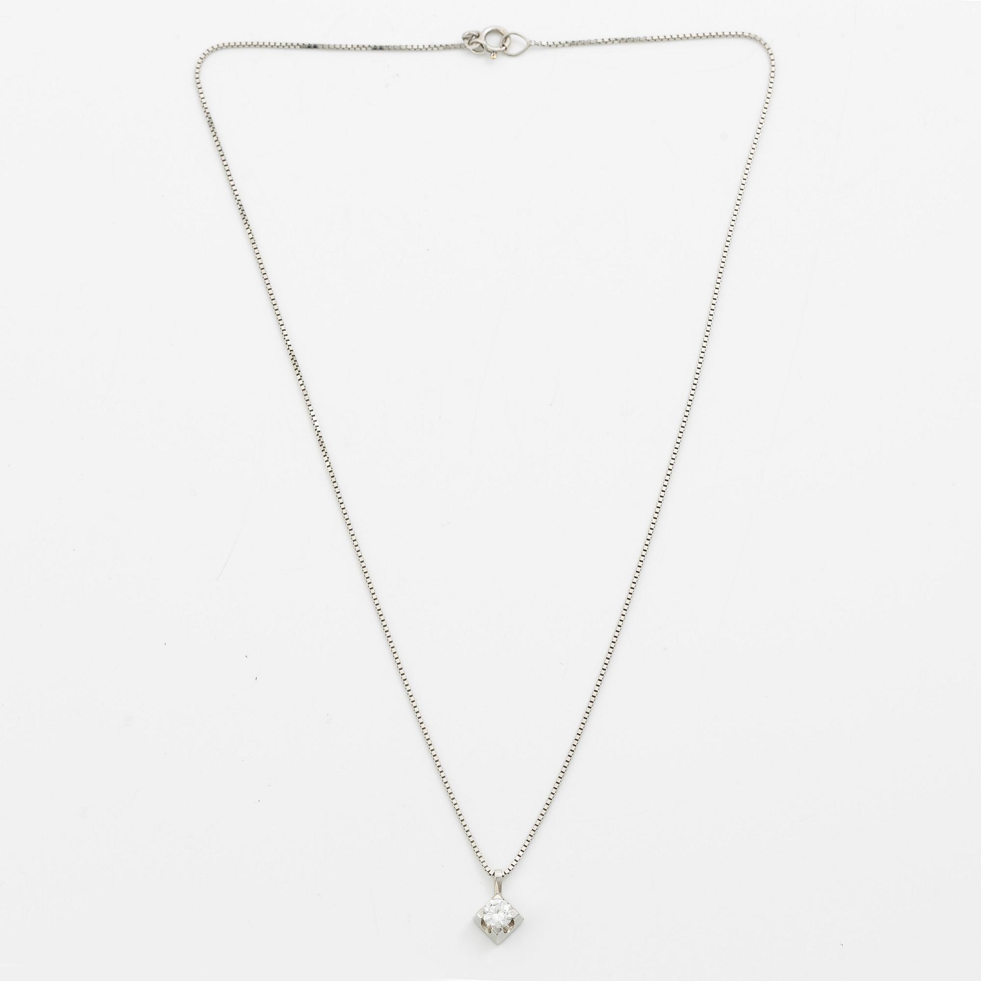 Collier 18K vitguld med rund briljantslipad diamant 0.75 ct.