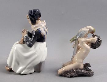 FIGURINER, 2 st, porslin, Royal Copenhagen.