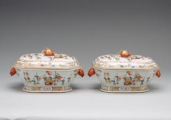 A pair of famille rose tureens with covers, Qing dynasty, Qianlong (1736-95).