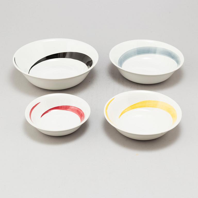 STIG LINDBERG, a set of 4 porcelain 'Cyklon' bowls, Gustavsberg 1950's.