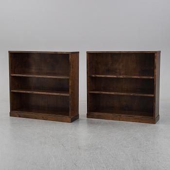 A pair of 1940's stained birch book cases.
