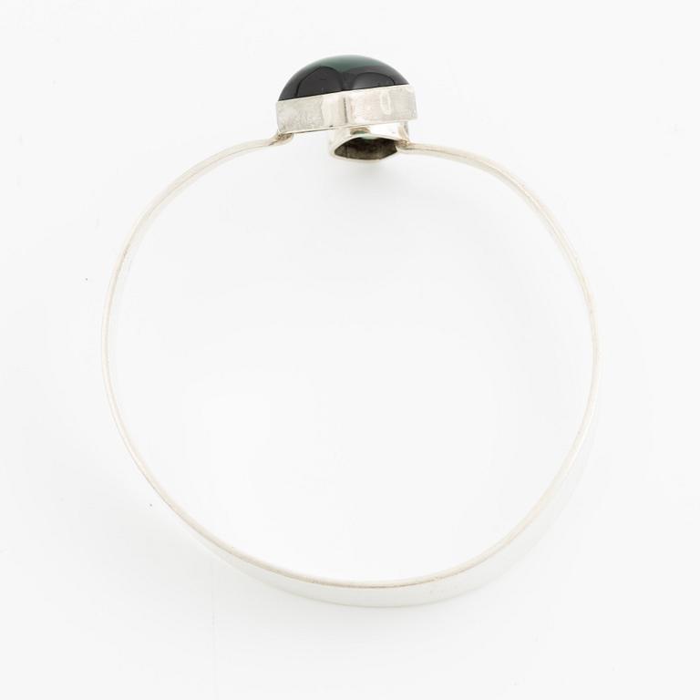 Gussi, bracelet, silver with green stones, Malmö 1965.