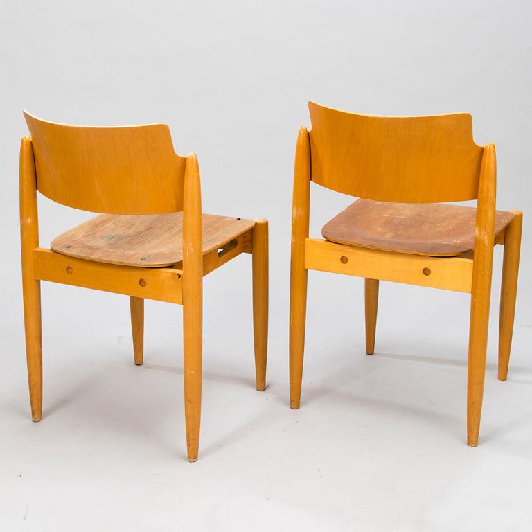 Two mid-20th-century "Wilman" chairs for Wilh. Schauman, Fanerfabrik, Jyväskylä, Finland.